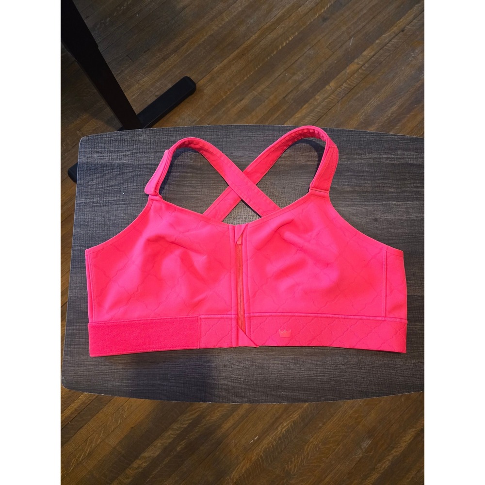 Shefit Flex Sports Bra Bright Coral 3 Luxe Front Zip Adjustable NWOT